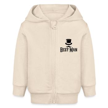 Best Man Top Hut & Schnurrbart Herren Junggesellenabschied - Baby Organic Kapuzenjacke Baby Connector von Stanley/Stella - Natur - Vorne