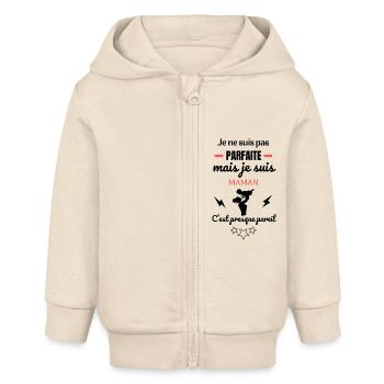 Je ne suis pas parfaite - cadeau maman ( humour ) - Veste à capuche bébé bio Stanley/Stella - écru doux - Devant