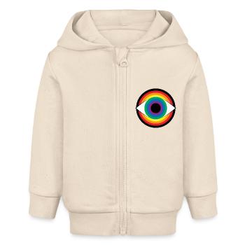 Hypnose Oeil Arc-en-ciel Coloré Voir Variété Magique - Veste à capuche bébé bio Stanley/Stella - écru doux - Devant