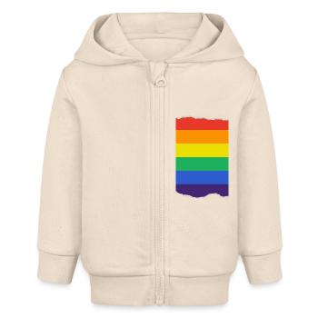Zerrissene Pride-Flagge - LGBT-Freiheit und Widerstand - Baby Organic Kapuzenjacke Baby Connector von Stanley/Stella - Natur - Vorne