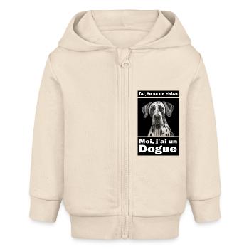 Moi, j'ai un Dogue - Veste à capuche bébé bio Stanley/Stella - écru doux - Devant