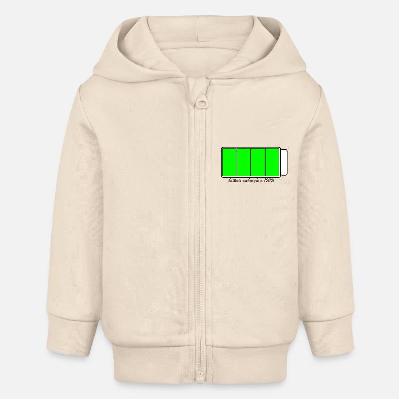 Batterie rechargée - Veste à capuche bébé bio Stanley/Stella - écru doux