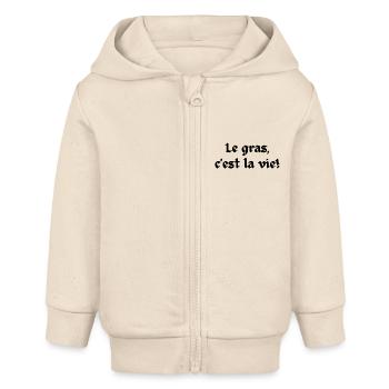Le gras c'est la vie - Veste à capuche bébé bio Stanley/Stella - écru doux - Devant