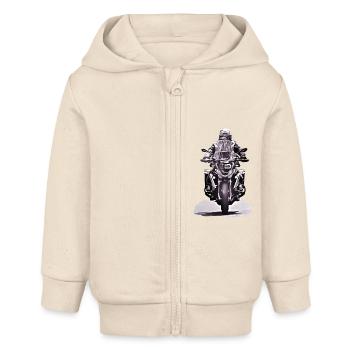 GS Motorradfahrer black - Baby Organic Kapuzenjacke Baby Connector von Stanley/Stella - Natur - Vorne