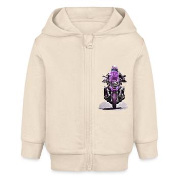 GS Motorradfahrer lila - Baby Organic Kapuzenjacke Baby Connector von Stanley/Stella - Natur - Vorne
