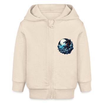 Mystischer Drache, der Wasser im Mondlicht spuckt - Baby Organic Kapuzenjacke Baby Connector von Stanley/Stella - Natur - Vorne