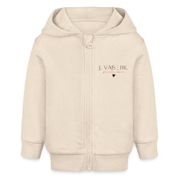 Ich werde eine große Schwester sein - Baby Organic Kapuzenjacke Baby Connector von Stanley/Stella - Natur - Vorne