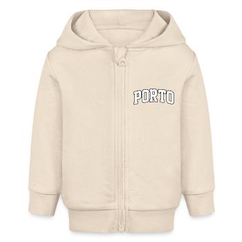 Porto-Logo: College-Design im portugiesischen Stil - Baby Organic Kapuzenjacke Baby Connector von Stanley/Stella - Natur - Vorne