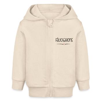 BRAVO. FELICITATIONS. NAISSANCE. ANNIVERSAIRE. BAC - Veste à capuche bébé bio Stanley/Stella - écru doux - Devant