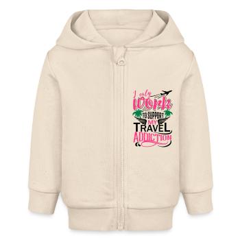 I only work Premium - Baby Organic Zip-up Hoodie by Stanley/Stella - soft Ecru - Front