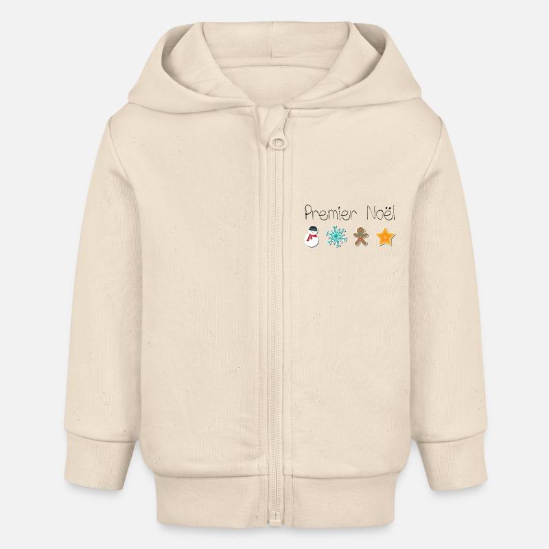 premier noel bébé - Veste à capuche bébé bio Stanley/Stella - écru doux