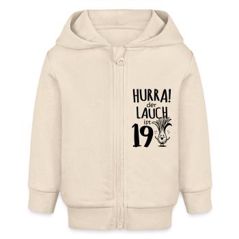 Hurra der Lauch ist 19 - Baby Organic Kapuzenjacke Baby Connector von Stanley/Stella - Natur - Vorne