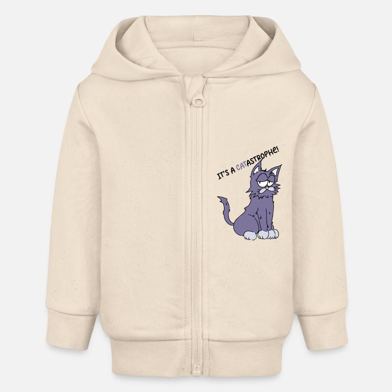 Drôle de dicton : C’est une catastophe - Veste à capuche bébé bio Stanley/Stella - écru doux