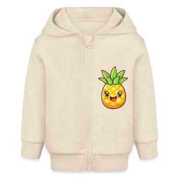 Ananas mit Gesicht - Baby Organic Kapuzenjacke Baby Connector von Stanley/Stella - Natur - Vorne