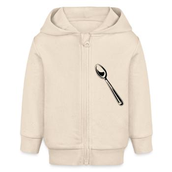 Cuisserie symbole cuillère - Veste à capuche bébé bio Stanley/Stella - écru doux - Devant