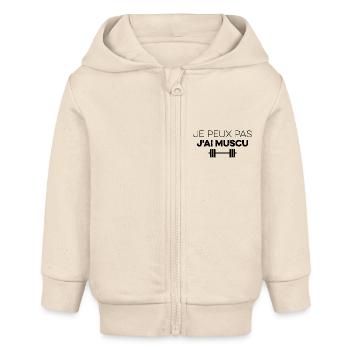 I can't I have MUSCU - Bodybuilding - Baby Organic Kapuzenjacke Baby Connector von Stanley/Stella - Natur - Vorne