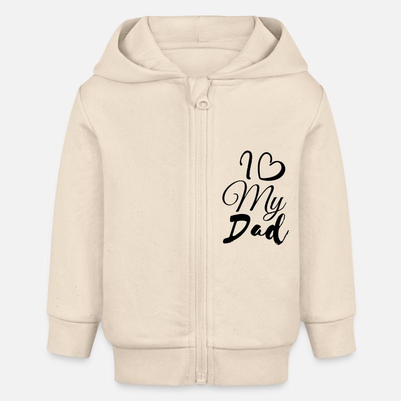 j'aime mon père - Veste à capuche bébé bio Stanley/Stella - écru doux