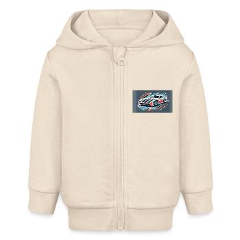 Racecar White-Red - Baby Organic Zip-up Hoodie by Stanley/Stella - soft Ecru - Front