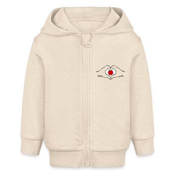 Japan Flag Heart Shape - Baby Organic Zip-up Hoodie by Stanley/Stella - soft Ecru - Front