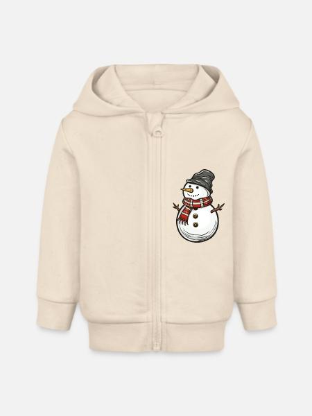 Schneemann - Baby Organic Kapuzenjacke Baby Connector von Stanley/Stella - Natur