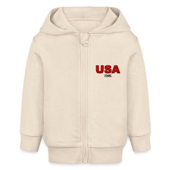 USA Rowing - Rudern - Ruderer - Ruderin - Amerika - Baby Organic Kapuzenjacke Baby Connector von Stanley/Stella - Natur - Vorne