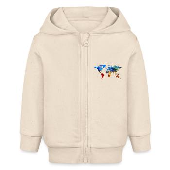 monde coloré - Veste à capuche bébé bio Stanley/Stella - écru doux - Devant
