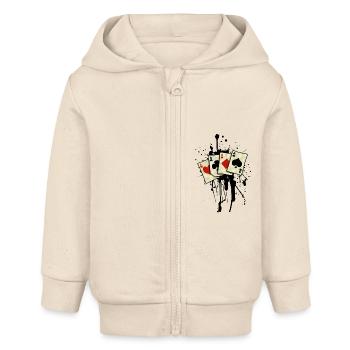poker cards design Tee shirts manches longues - Veste à capuche bébé bio Stanley/Stella - écru doux - Devant