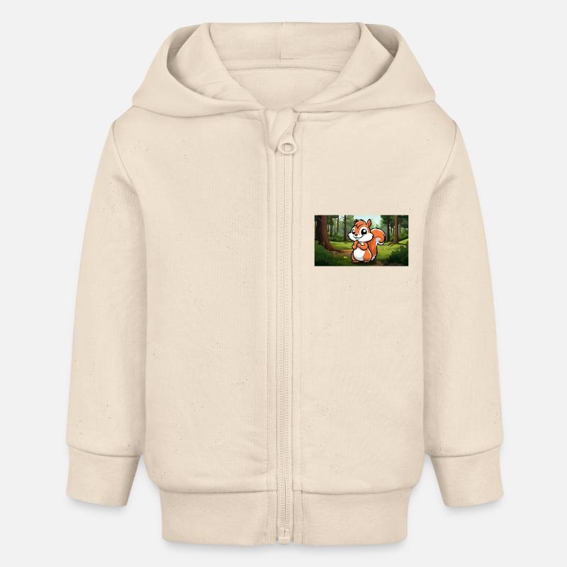 Écureuil mignon dans une forêt - Veste à capuche bébé bio Stanley/Stella - écru doux