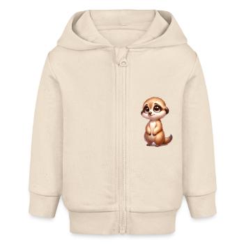 petit suricate mignon - Veste à capuche bébé bio Stanley/Stella - écru doux - Devant