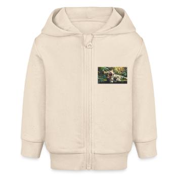 Niedliche Tiere chillen – Katze - Baby Organic Kapuzenjacke Baby Connector von Stanley/Stella - Natur - Vorne