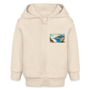 Amalfi Coast, Italy - Pixel Art - Baby Organic Zip-up Hoodie by Stanley/Stella - soft Ecru - Front