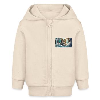 Wortspiel – Katzenwäsche - Baby Organic Kapuzenjacke Baby Connector von Stanley/Stella - Natur - Vorne