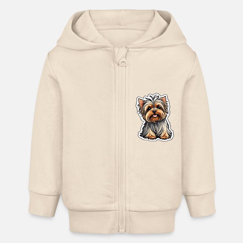 Yorkshire Terrier (Yorkie) Petit chien - Veste à capuche bébé bio Stanley/Stella - écru doux