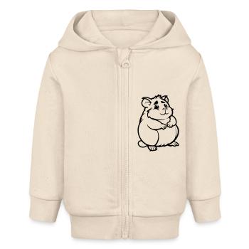 Hamster Comic Animal - Baby Organic Zip-up Hoodie by Stanley/Stella - soft Ecru - Front