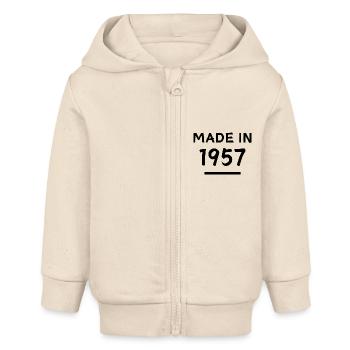 Fabriqué en 1957 - Année de naissance / Anniversaire - Veste à capuche bébé bio Stanley/Stella - écru doux - Devant
