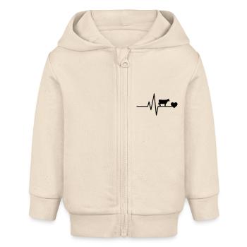 t Cow Farmer Heartbeat - Baby Organic Zip-up Hoodie by Stanley/Stella - soft Ecru - Front