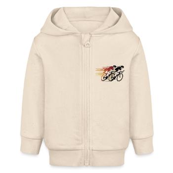 Cycliste sur route vintage - Veste à capuche bébé bio Stanley/Stella - écru doux - Devant