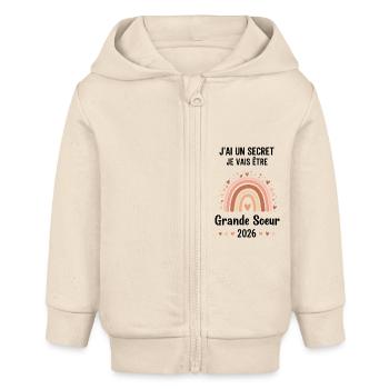 Ich habe ein Geheimnis: Ich werde 2026 eine große Schwester sein - Baby Organic Kapuzenjacke Baby Connector von Stanley/Stella - Natur - Vorne