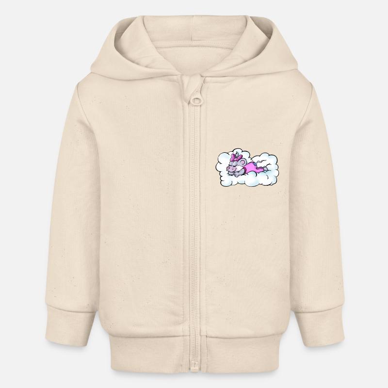 nuages souris - Veste à capuche bébé bio Stanley/Stella - écru doux