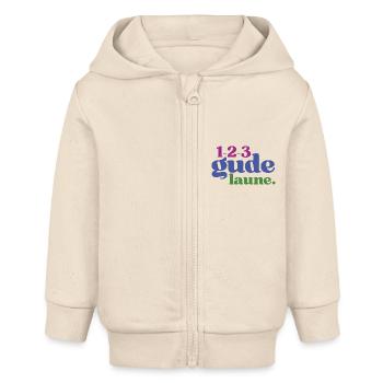 123 Gude Laune - Spruchmotiv für gute Laune - Baby Organic Kapuzenjacke Baby Connector von Stanley/Stella - Natur - Vorne