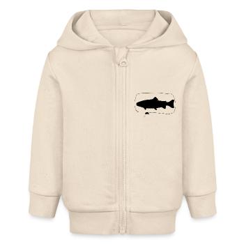 Forelle mit Wobbler - Baby Organic Kapuzenjacke Baby Connector von Stanley/Stella - Natur - Vorne