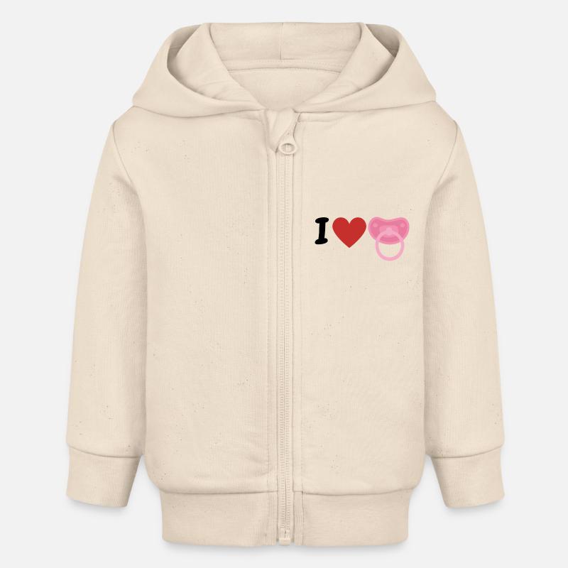 J’adore les sucettes - Veste à capuche bébé bio Stanley/Stella - écru doux