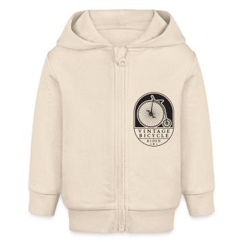 Cycliste vintage, noir sur lumière, penny farthing - Veste à capuche bébé bio Stanley/Stella - écru doux - Devant