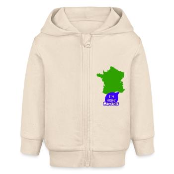 Ich bin hier in Südfrankreich in Marseille - Baby Organic Kapuzenjacke Baby Connector von Stanley/Stella - Natur - Vorne