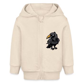 Bande dessinée Raven Animal - Veste à capuche bébé bio Stanley/Stella - écru doux - Devant