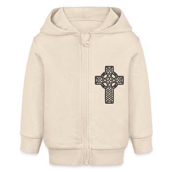 Keltisches Kreuz - Baby Organic Kapuzenjacke Baby Connector von Stanley/Stella - Natur - Vorne