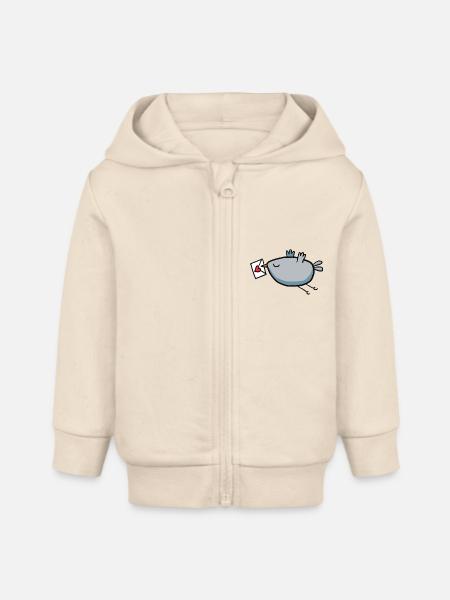 Vogel mit Liebesbrief - Baby Organic Kapuzenjacke Baby Connector von Stanley/Stella - Natur