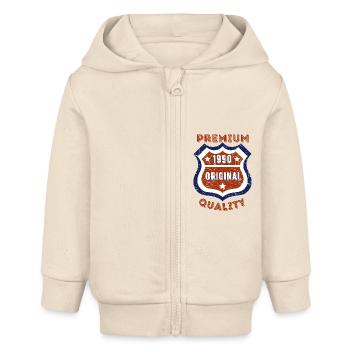 Qualité premium 1990 - Veste à capuche bébé bio Stanley/Stella - écru doux - Devant