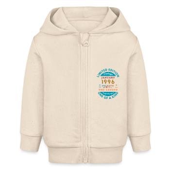 January 1996 Anniversary Limited Edition - Baby Organic Zip-up Hoodie by Stanley/Stella - soft Ecru - Front