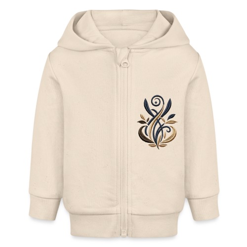 Luxurious Gold and Navy Embroidery Motif - Stanley/Stella Organic Zip Hoodie BABY CONNECTOR